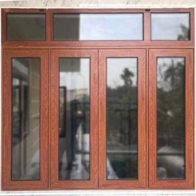 Cửa sổ 4 cánh mở quay nhôm vân gỗ hệ 55